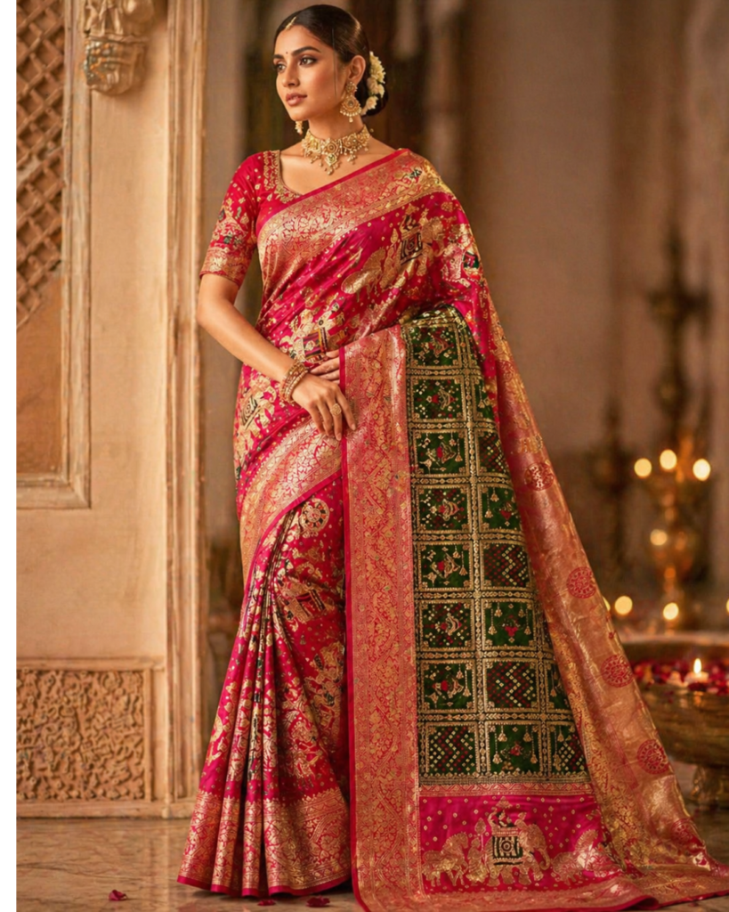 green designer silk saree