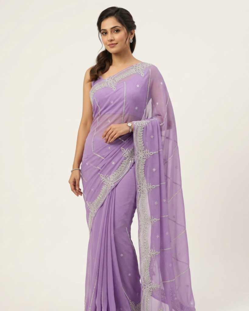 move color chiffon saree