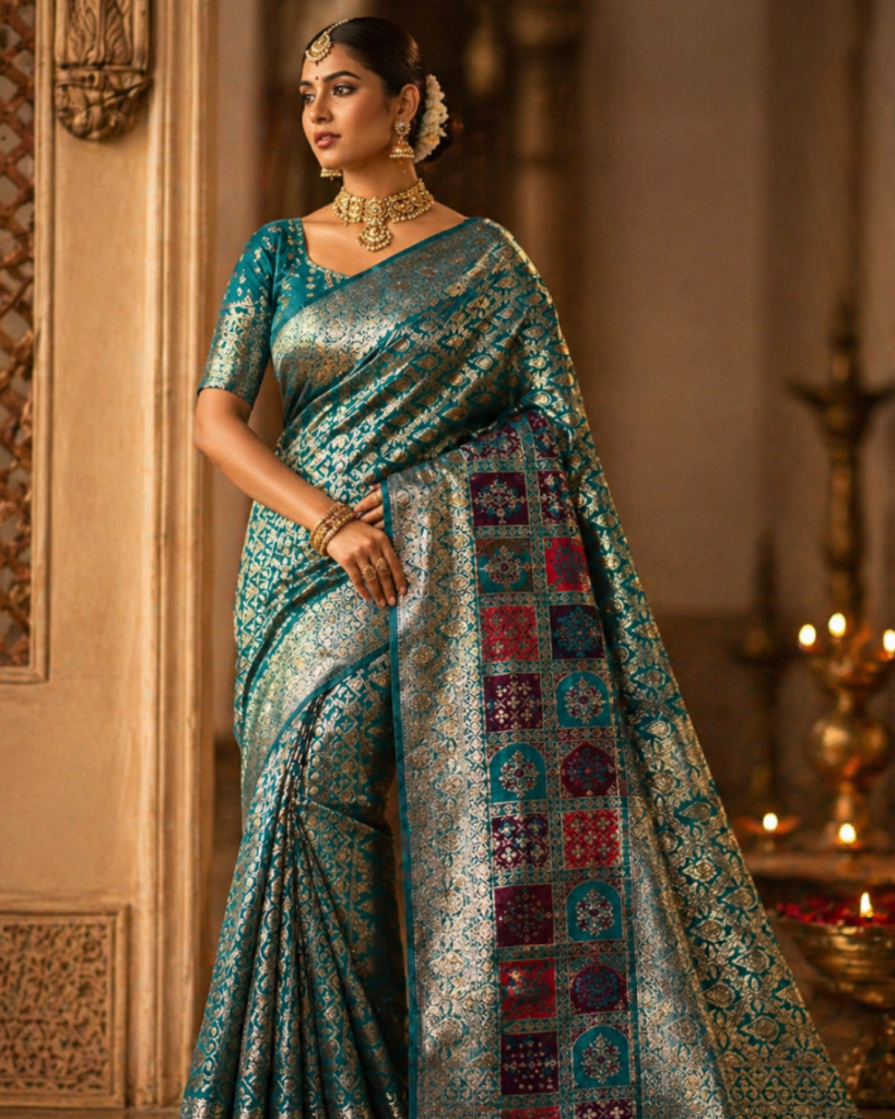 purple silk saree