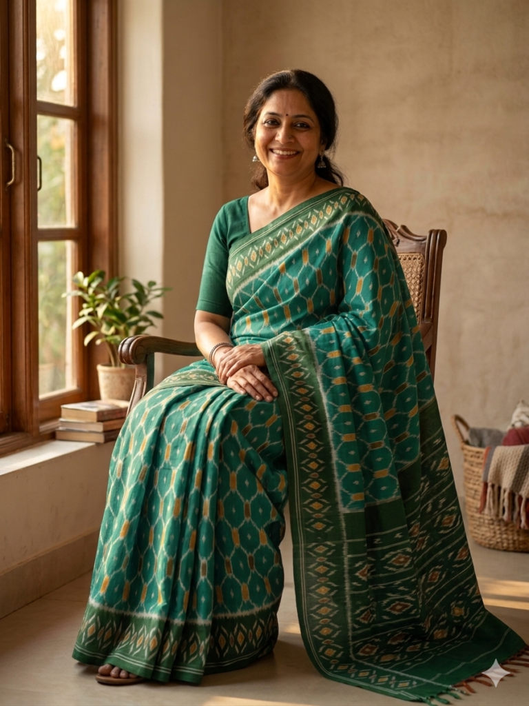 steel green cotton saree